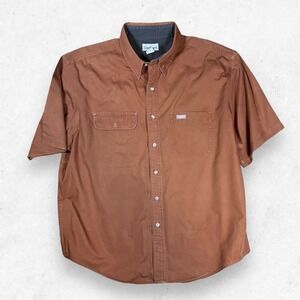 Carhartt Button Up Short Sleeve‎ Men's Size XL Burned Orange 100% Cotton
